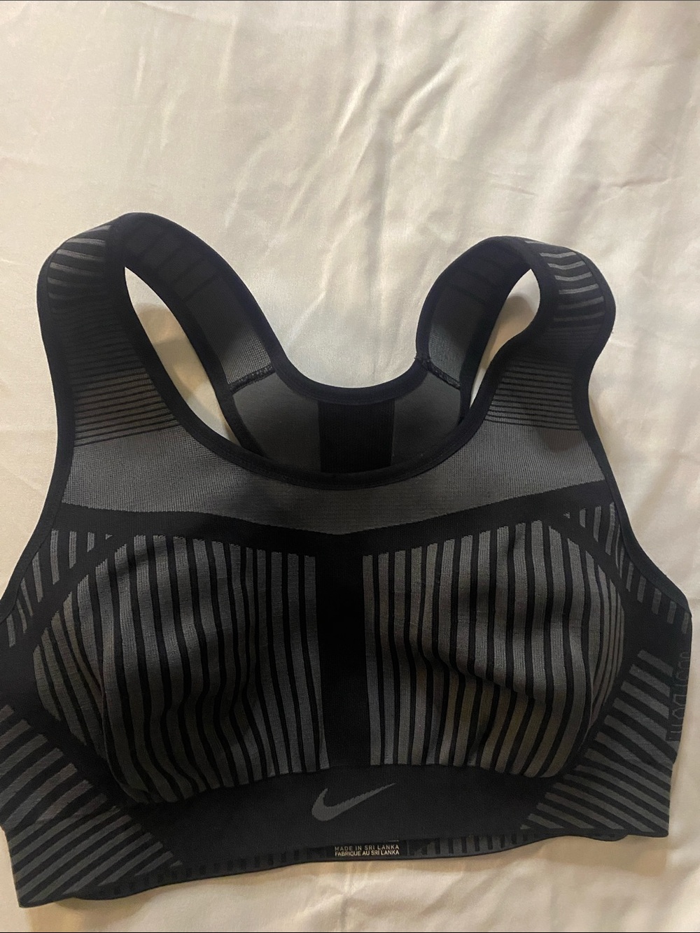 Nike Black Striped Racerback Sports Bra Size M